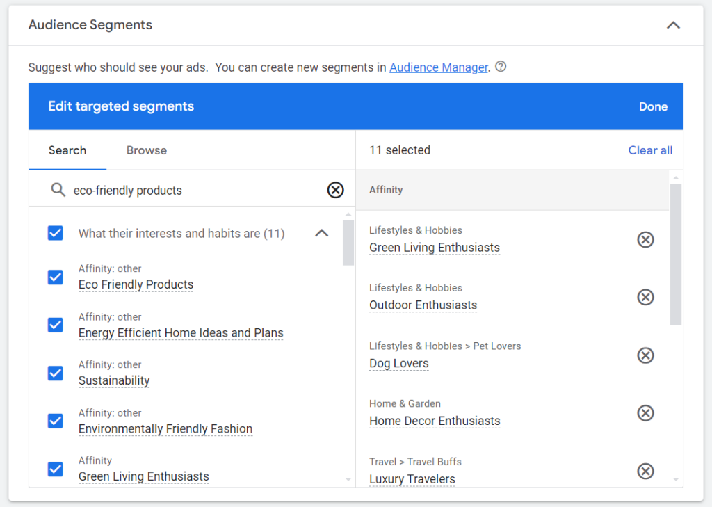 Audience segments 