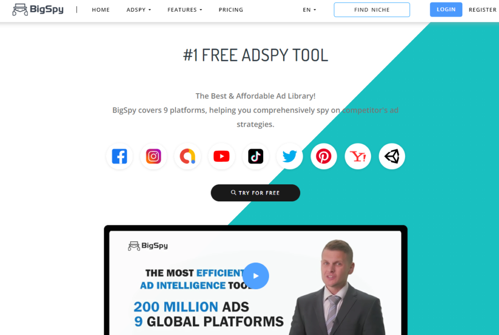 BigSpy home page