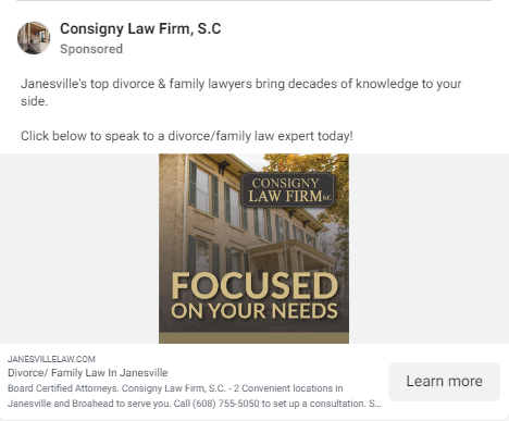 Consigny Law Firm FB Ad