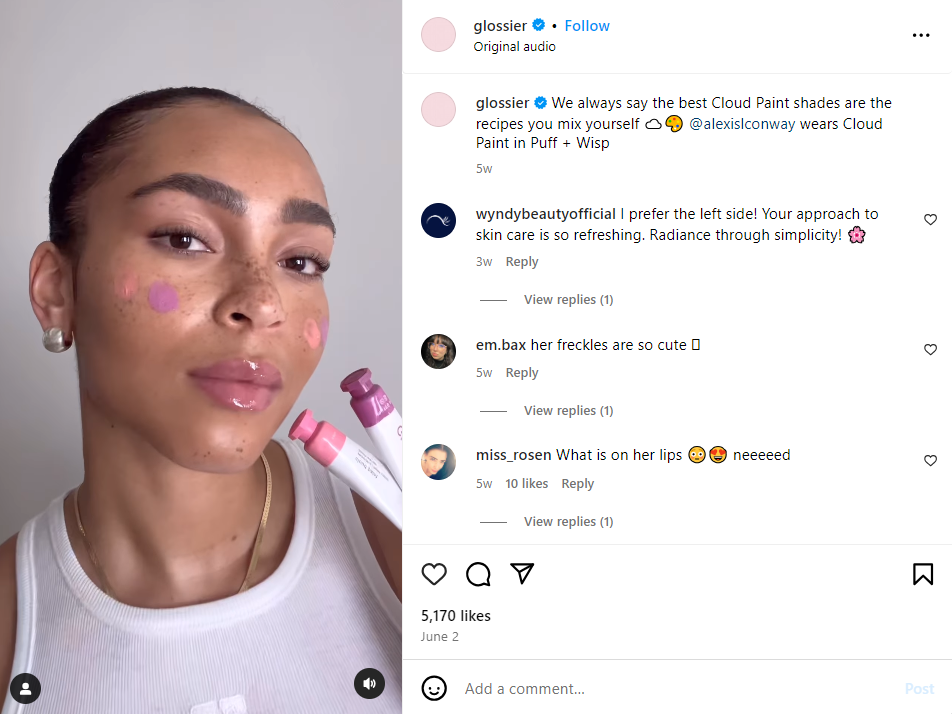 Glossier Instagram post