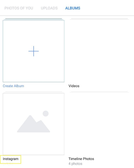 Instagram photos folder on Facebook