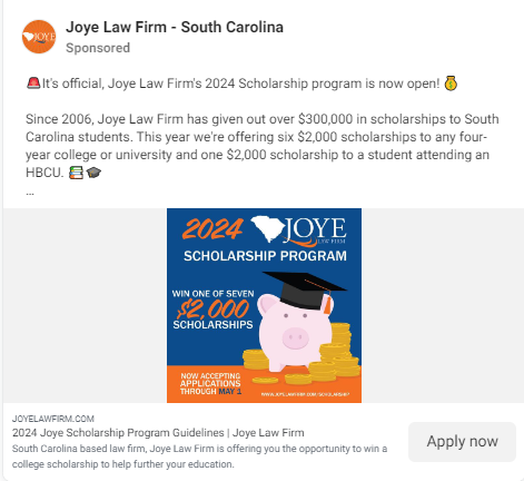 Joye Law Firm FB Ad