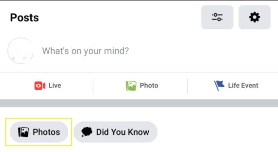 'Photos' option on Facebook