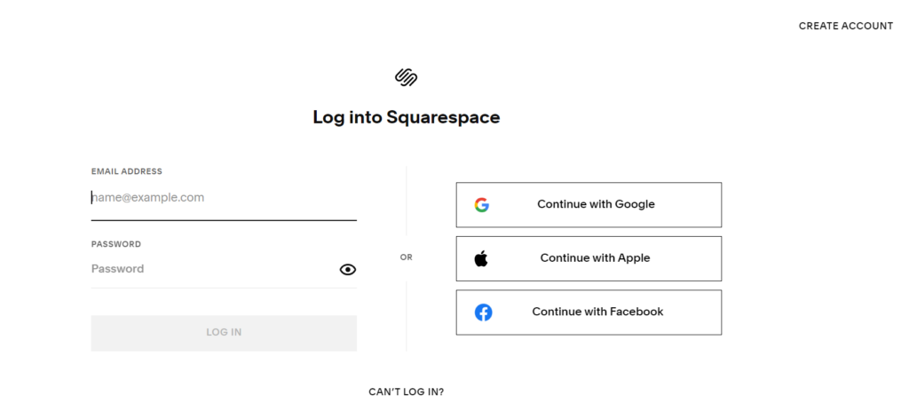 Squarespace login