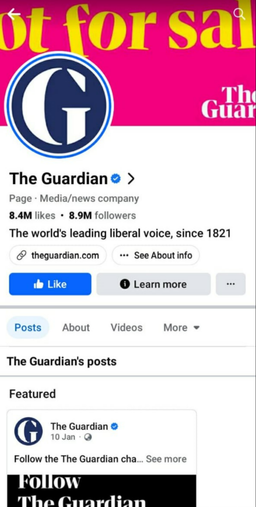 The Guardian Facebook banner