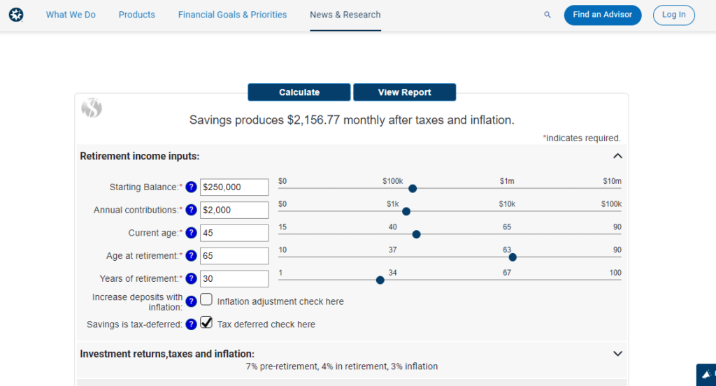 Interactive tools and calculators