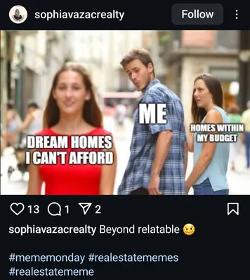 Real estate instagram meme post screenshot