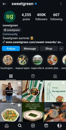 Sweetgreen  Instagram Profile