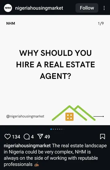 Real estate instagram post screenshot