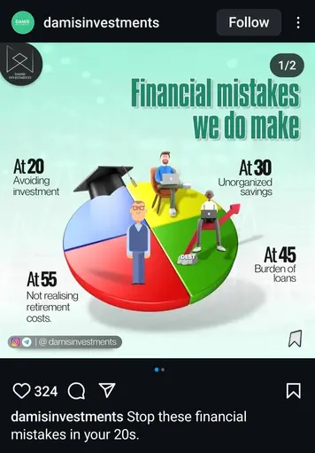 Instagram post regarding Financial Mistakes