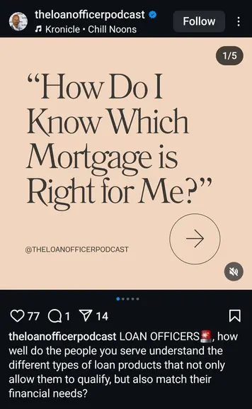 Instagram post on mortgage tips