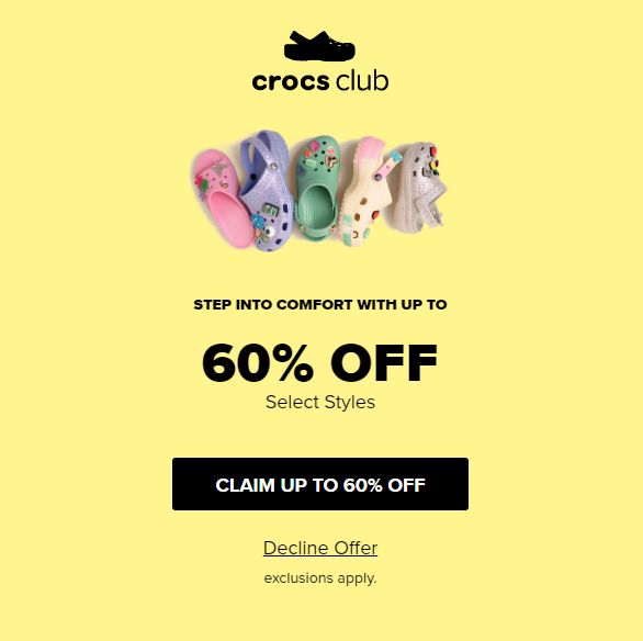 Crocs static banner ad