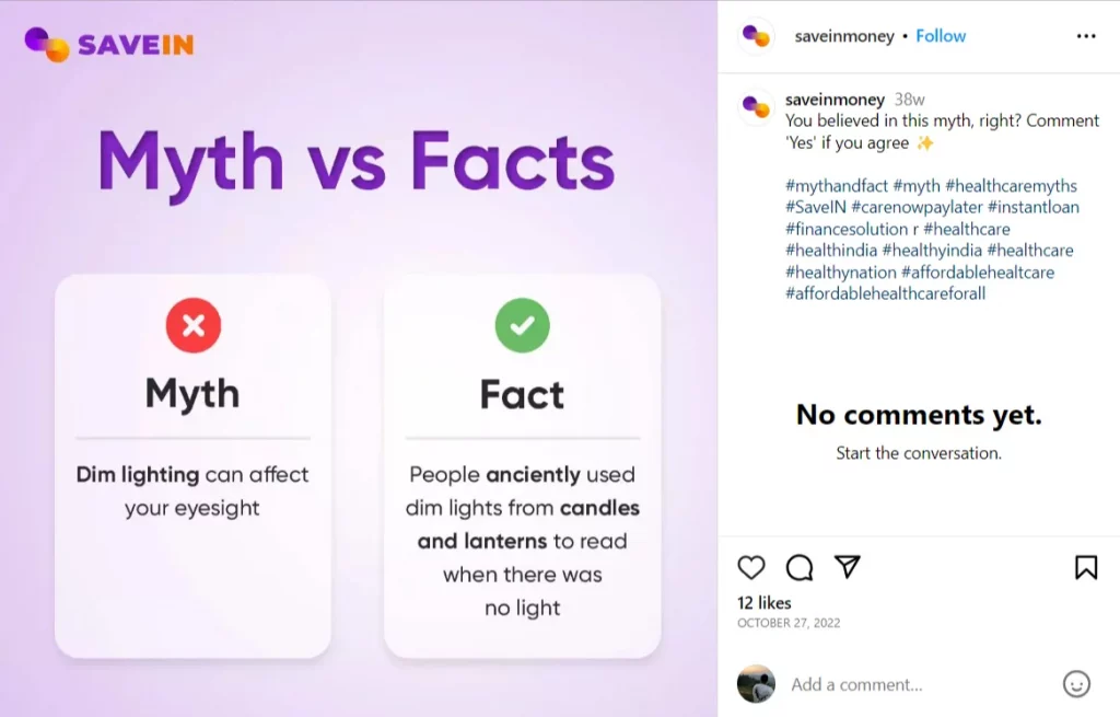 social media post ideas for healthcare myths