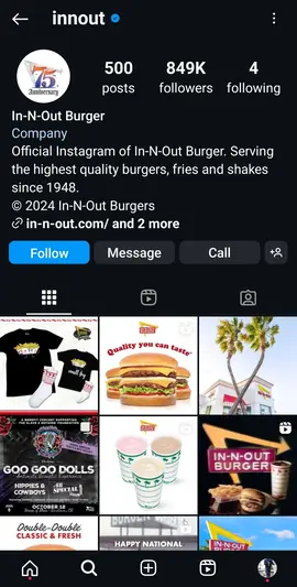 In-N-Out Burger  Instagram Profile