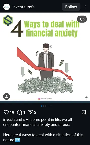 Instagram Post on ways to deal with  Financial Anxiety