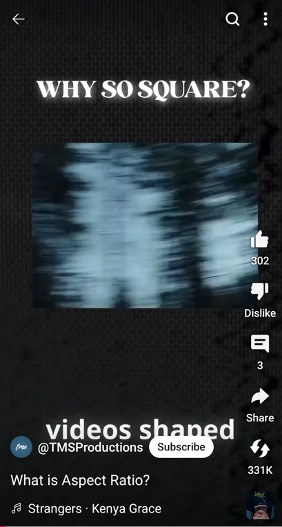 Square YouTube Short example