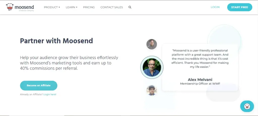 Moosend's affiliate program