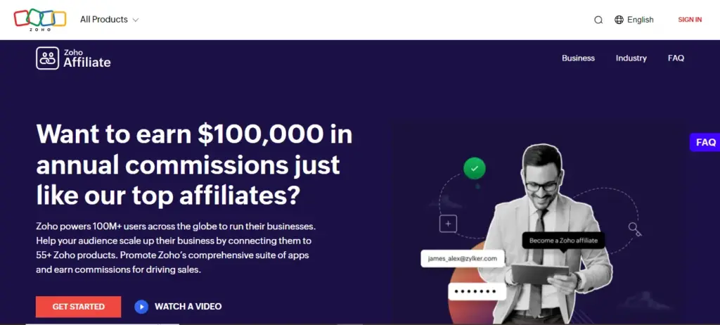 Zoho's saas affiliate program