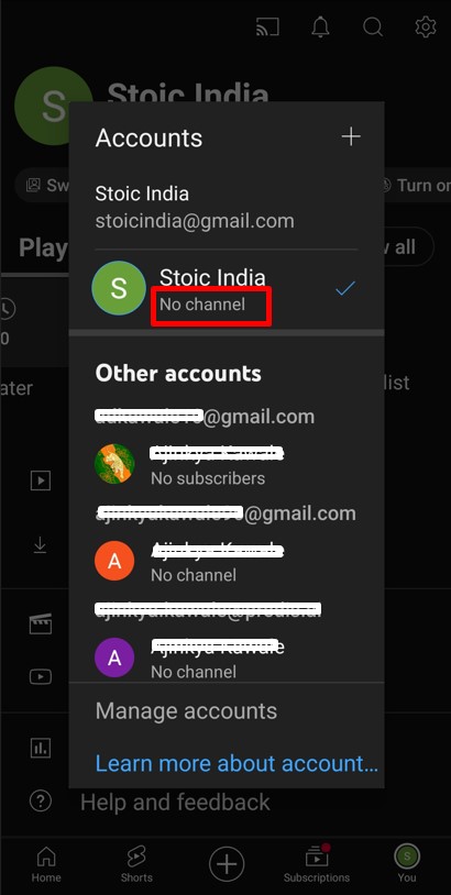 No channel available linked to your account