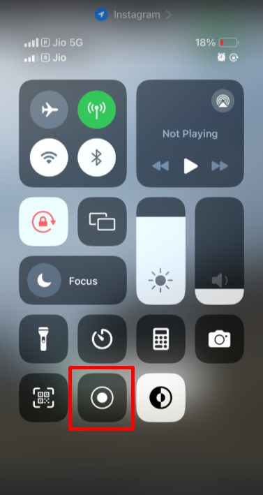 Screen Recording option on iPhone