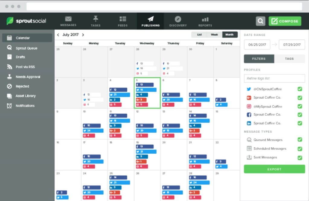 Sprout social social media scheduling tool