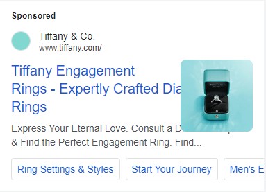 Tiffany & Co. Google search ad example