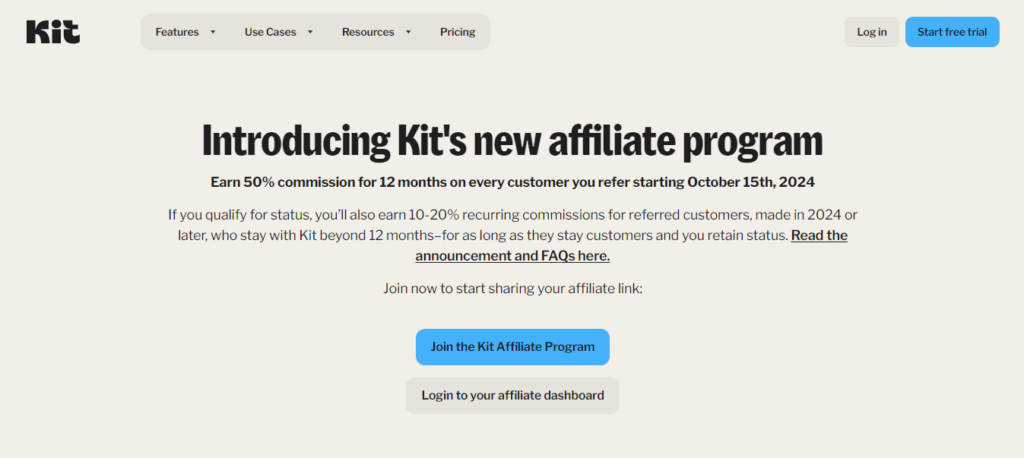 Kit's saas affiliate program