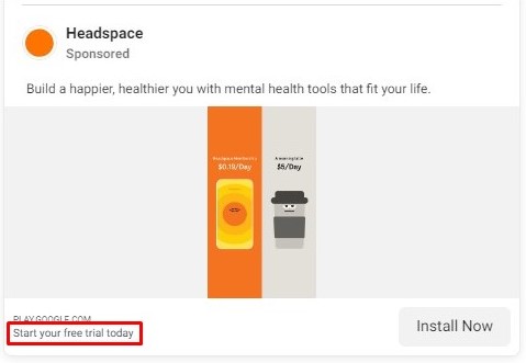 Headspace CTA in ad example