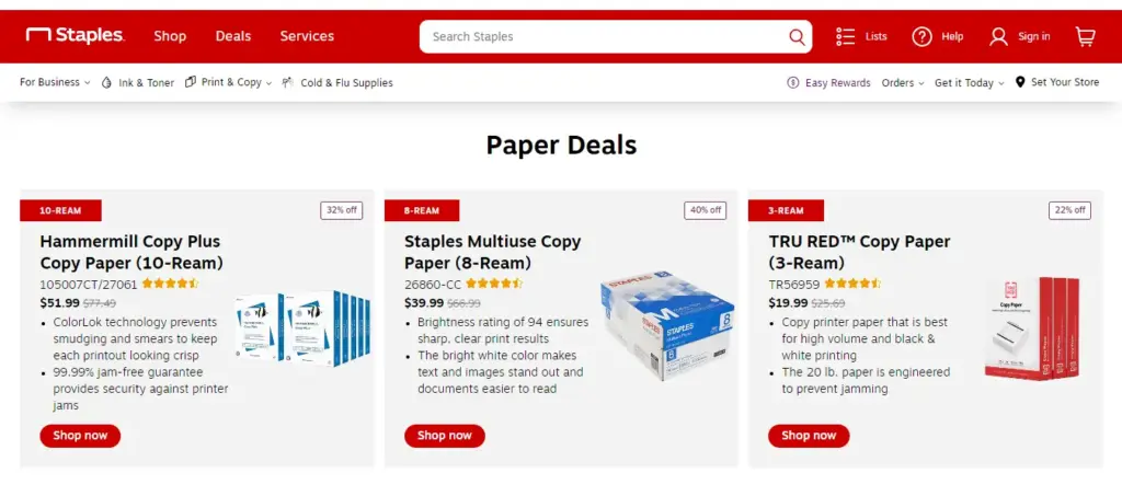 staples direct checkout option for products