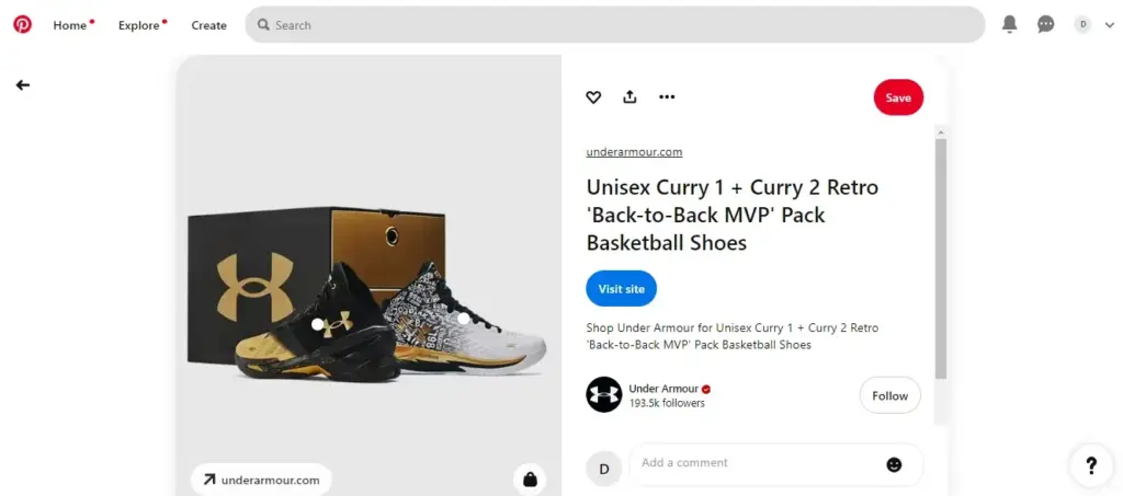 Pinterst shoppable rich pin example to sell products on social media