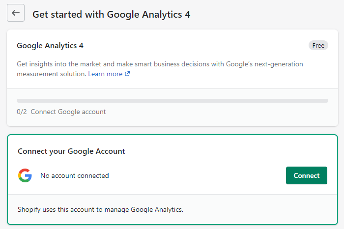 connect Google account with shopify