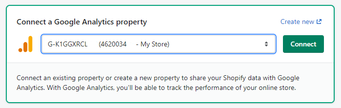 connect GA4 property with shopify