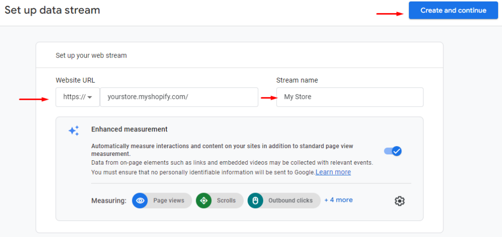 set up data stream