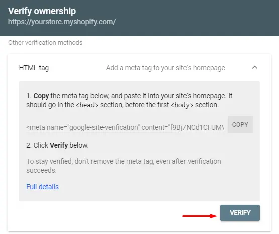 verify shopify ownership