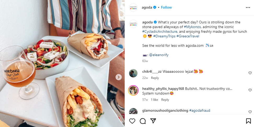 food and culture - travel social media post idea