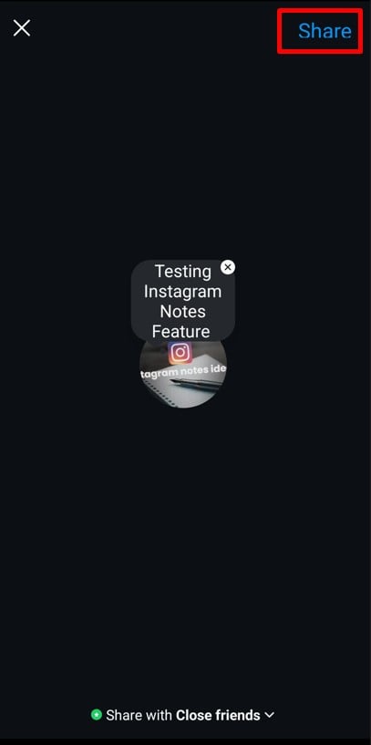 Tap Share button to make Note live