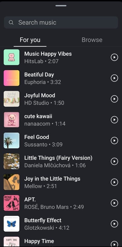 Add music from Instagram Library