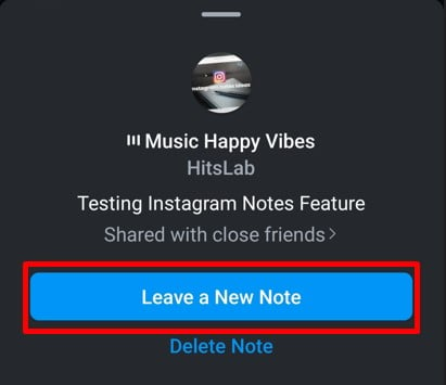 Click on Leave a New Note button to update the Note