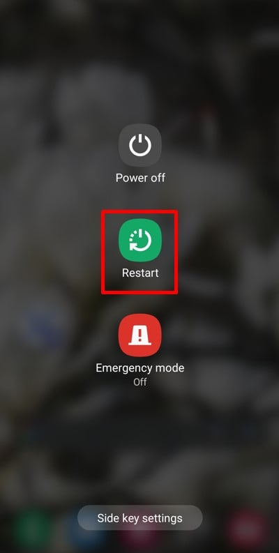 Restart option on Android phone