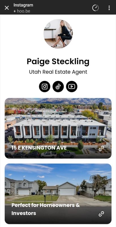 A great example of social landing page for real estate