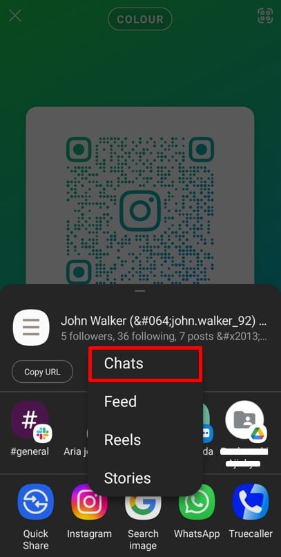 Select Instagram chats to share profile