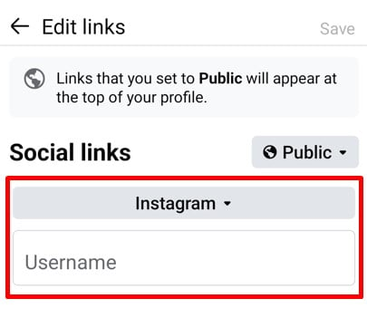 Add social link option in Facebook