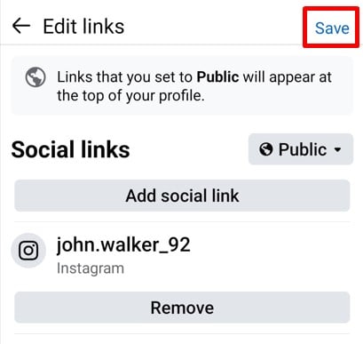 Save you Instagram profile link on Facebook