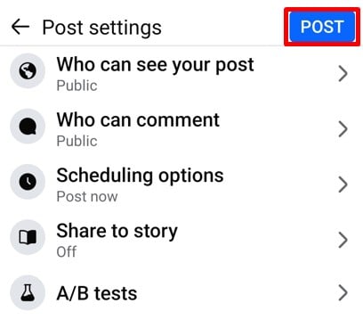 Post Facebook post with Instagram profile link