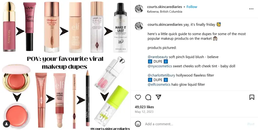 Popular Makeup Product post idea for Instagram