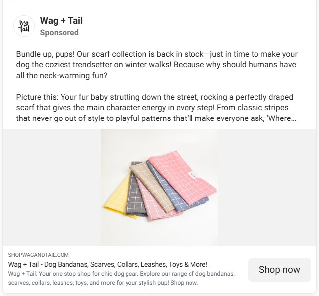 Instagram ad example from Wag+Tail