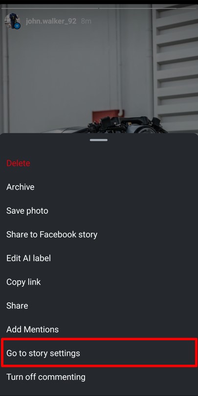 Instagram story More options