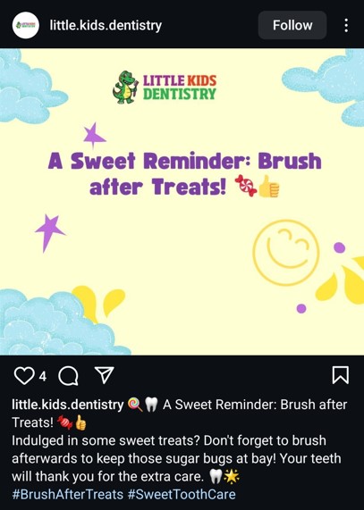 Kid's dental care captions