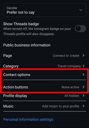 Add contact options, links, and action buttons to your Instagram bio