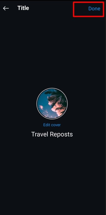 Edit title and cover, then press on the Done button.